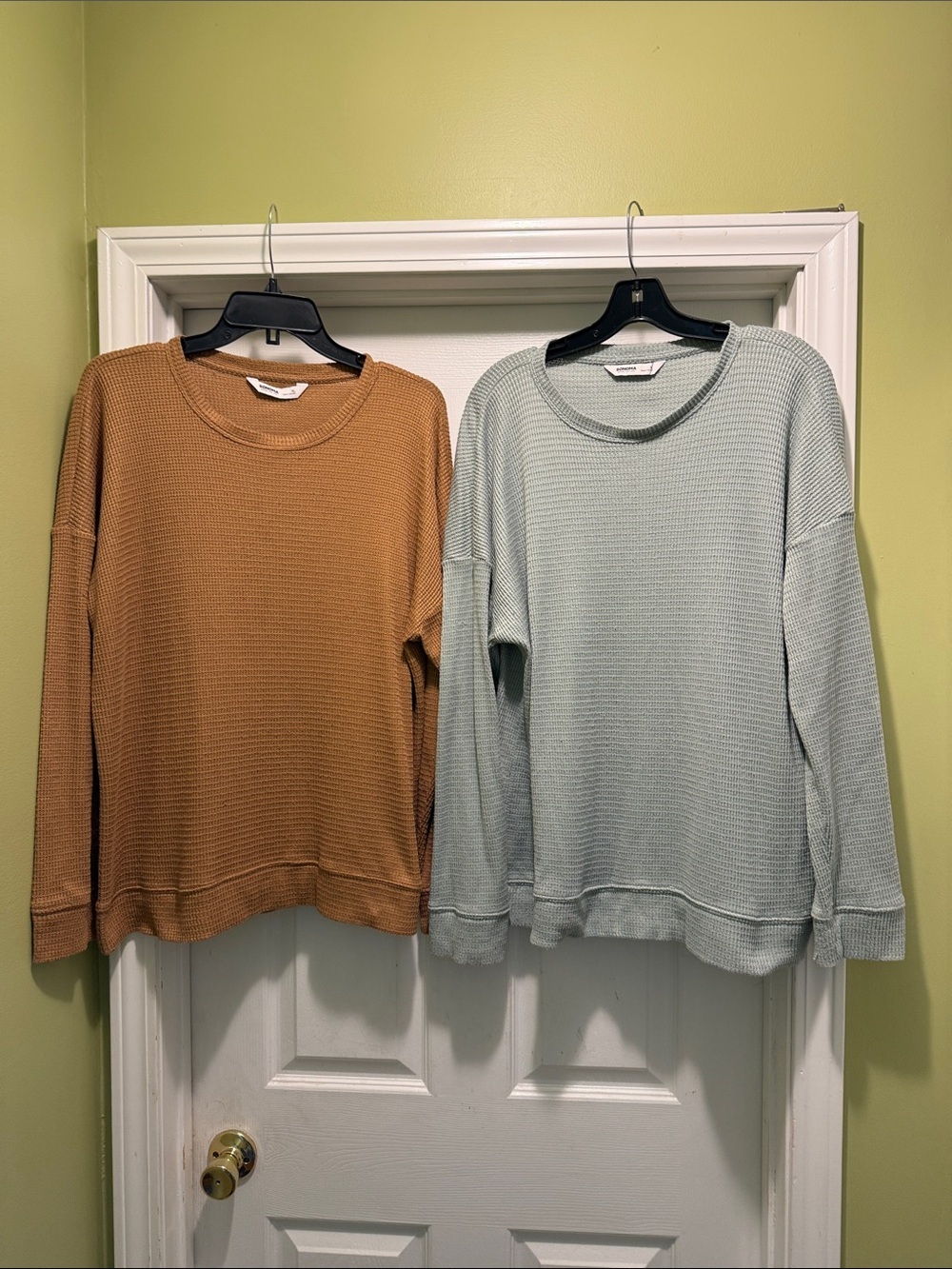 Sonoma XL Waffle Knit Pullover Bundle Set of 2 Mint & Rust Oversized Tops